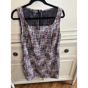 Chanel Boutique Vintage 1998 Black Green Purple Tweed Shift Dress Sleeveless